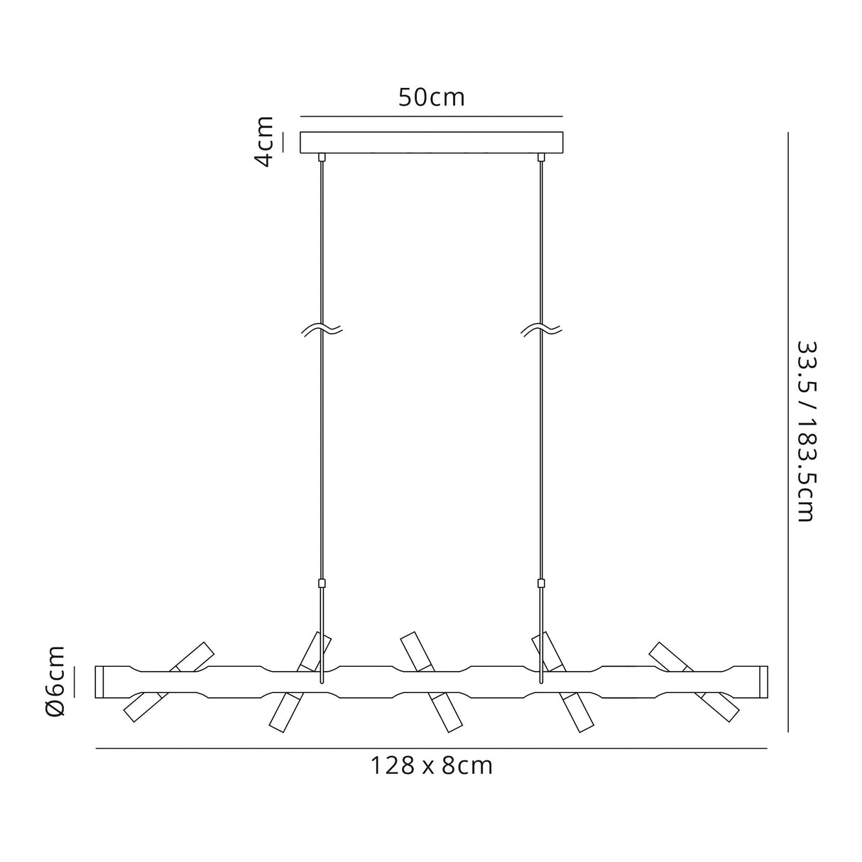 Almond Linear Pendant , 10 x 2W LED, 3000K, 2800lm, Sand Black, Gold, 3yrs Warranty