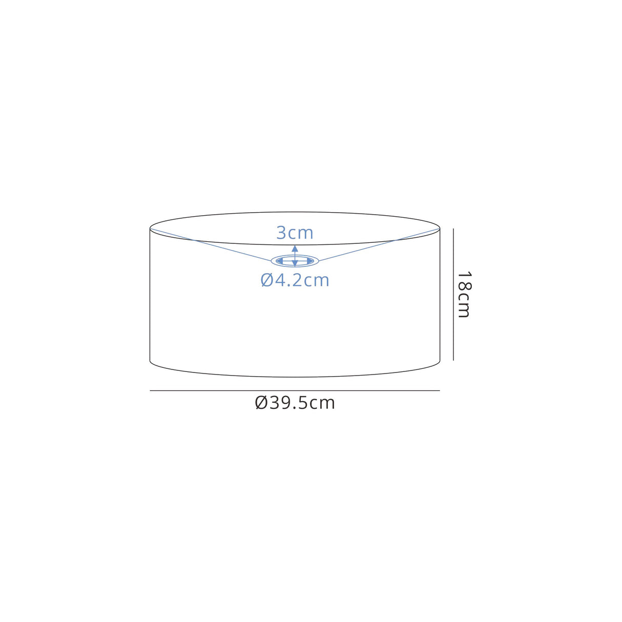 Worthington Round, 395 x 180mm Wood Effect Shade (A), Grey Oak/White Laminate