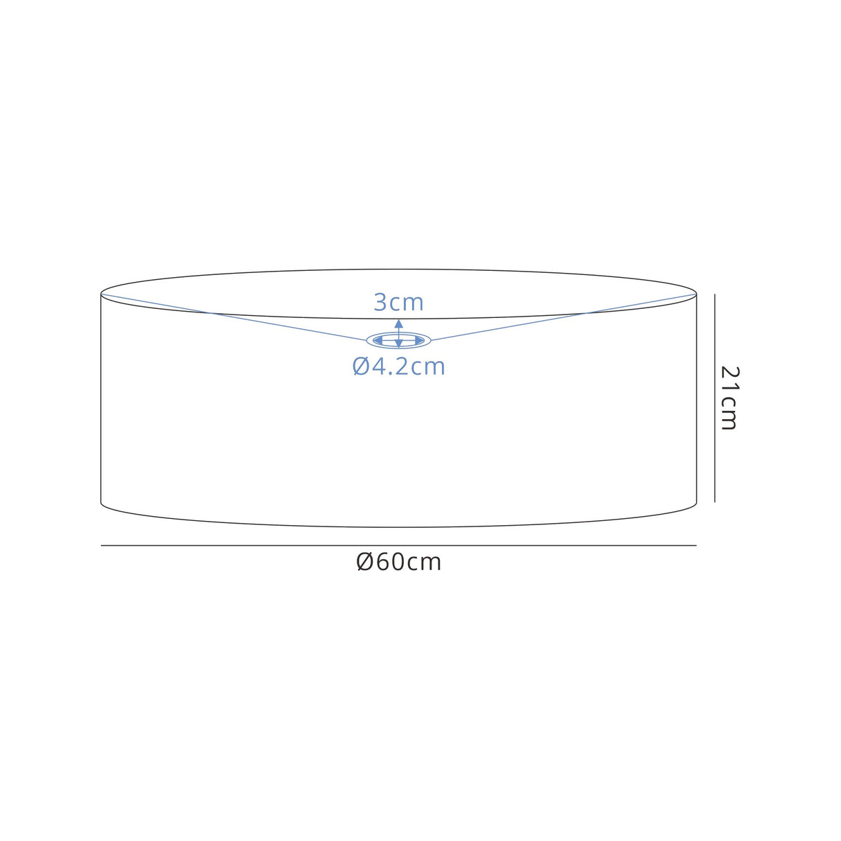 Worthington Round, 600 x 210mm Wood Effect Shade (C), Grey Oak/White Laminate
