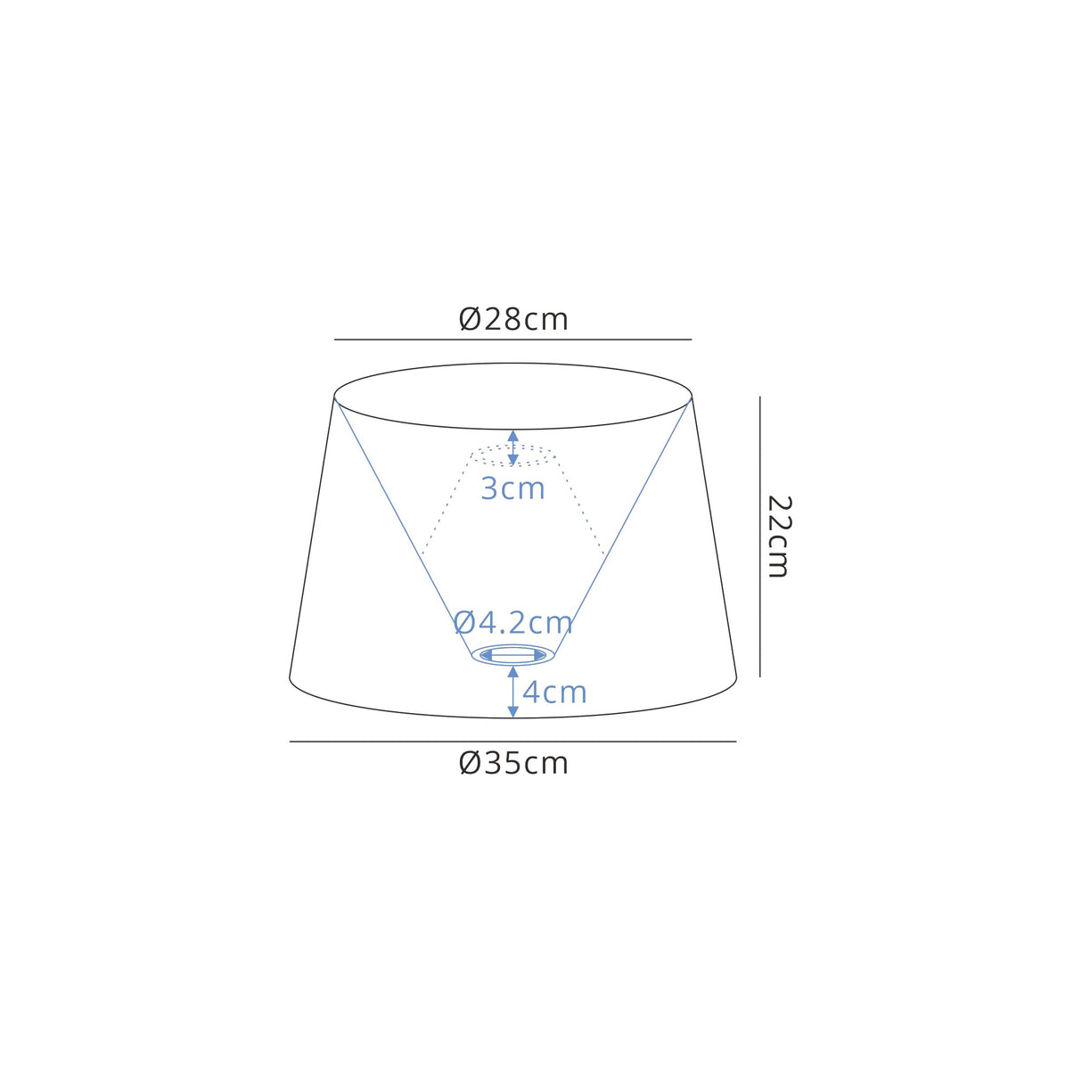 Worthington Round, 280/350 x 220mm Fabric Shade (F), Charcoal Grey/White Laminate