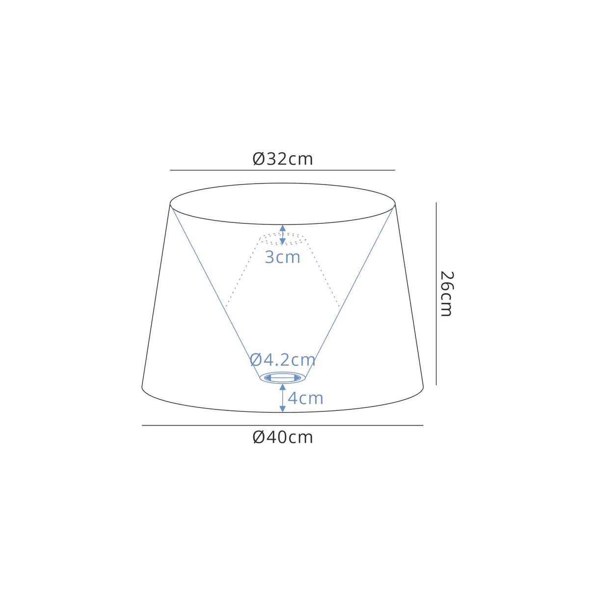 Worthington Round, 320/400 x 260mm Fabric Shade (G), Charcoal Grey/White Laminate