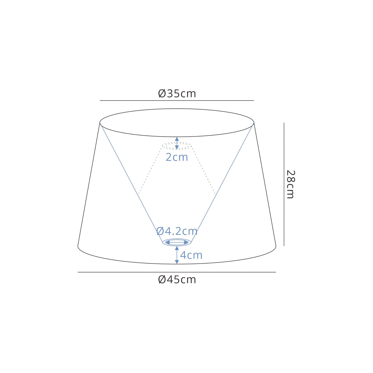 Worthington Round, 350/450 x 280mm Fabric Shade (H), Charcoal Grey/White Laminate