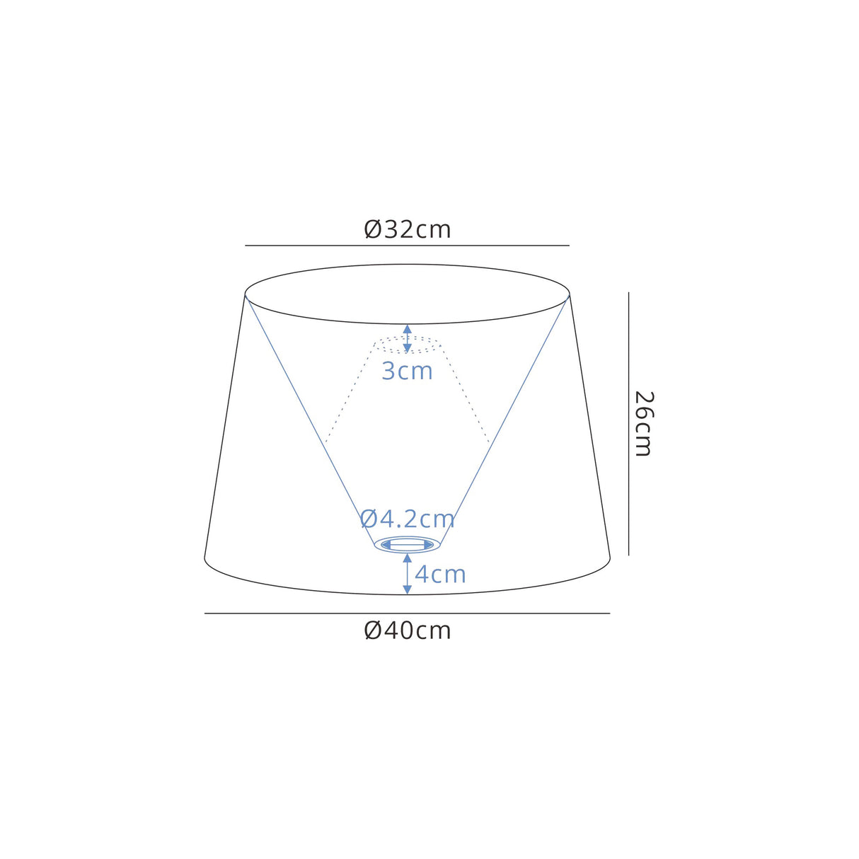 Worthington Round, 320/400 x 260mm Fabric Shade (G), Multi/White Laminate