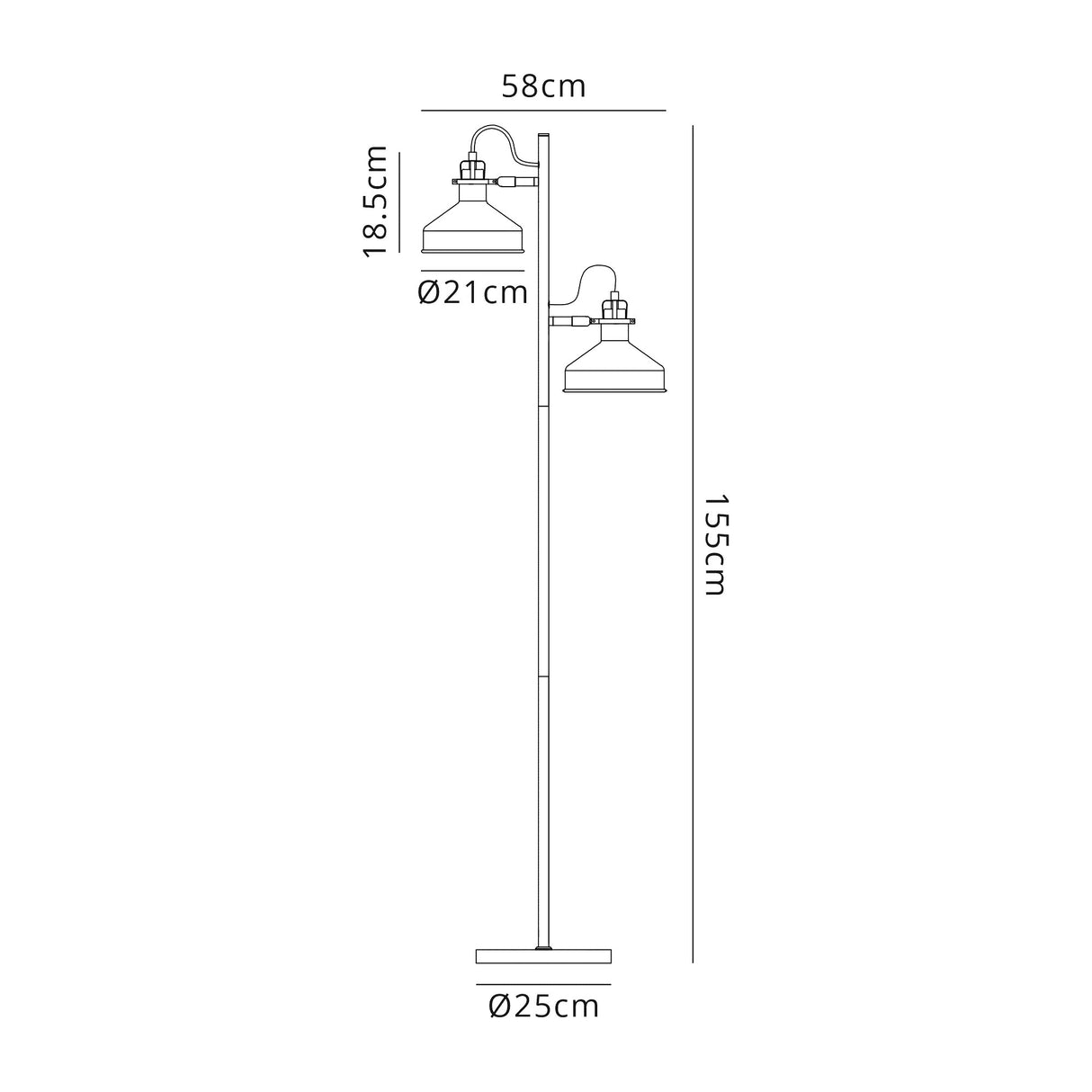 Brown Floor Lamp, 2 x E27, Graphite/Copper/White