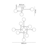 Gayle Flush Ceiling, 9 Light G9, Matt Black/Antique Brass/Cognac Glass