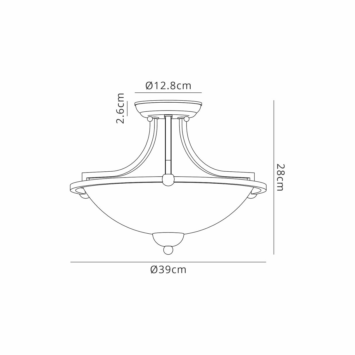 Stokoe Semi Flush Ceiling, 3 Light E27, Antique Brass/Frosted Glass