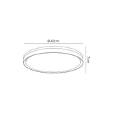 Lee Ceiling 39cm, 1 x 24W LED, 3 Step-Dimmable, 3000K, 1000lm, IP44, Silver/White Acrylic, 3yrs Warranty