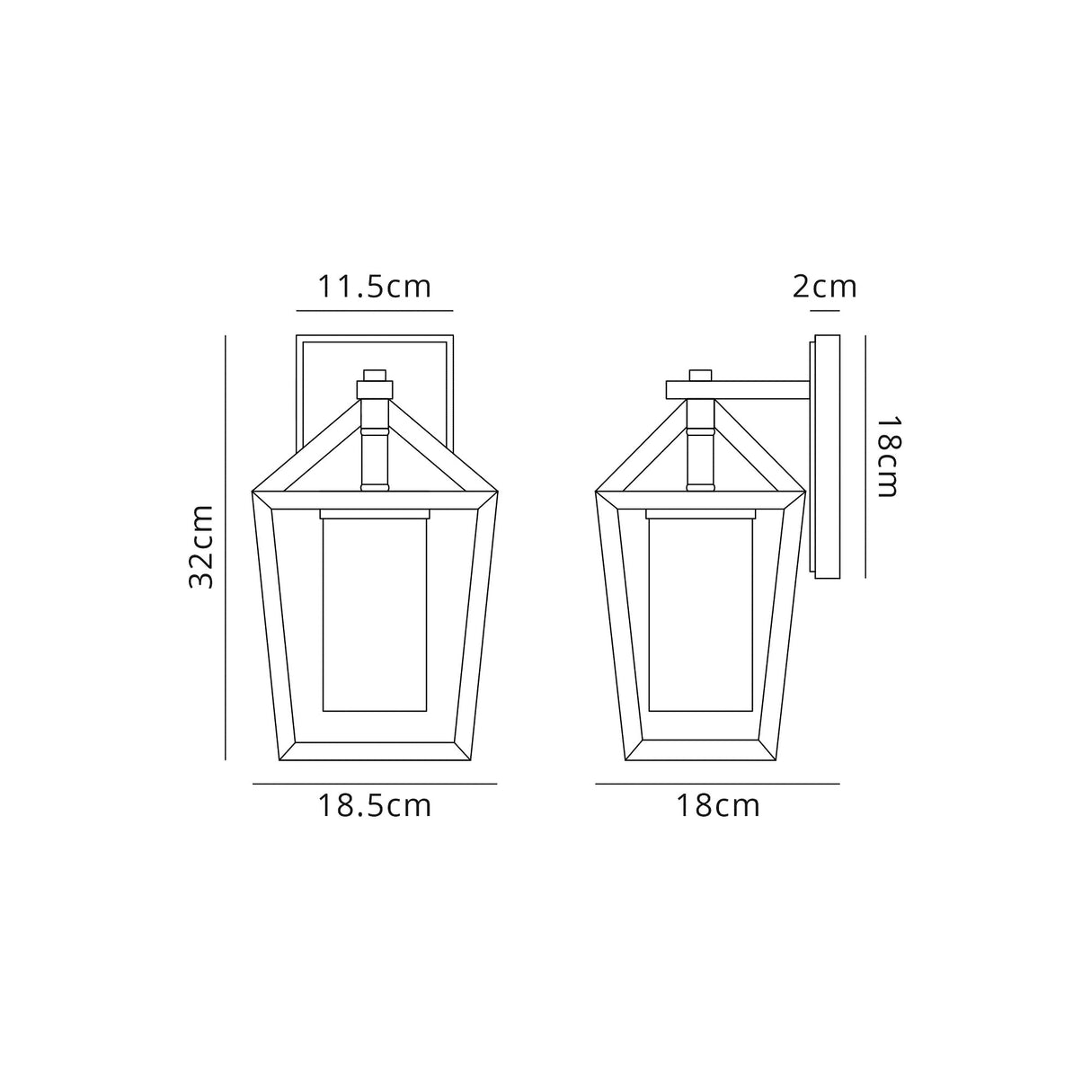Docherty Down Wall Lamp, 1 x E27, IP54, Anthracite/Clear Rain Drop Effect Glass, 2yrs Warranty