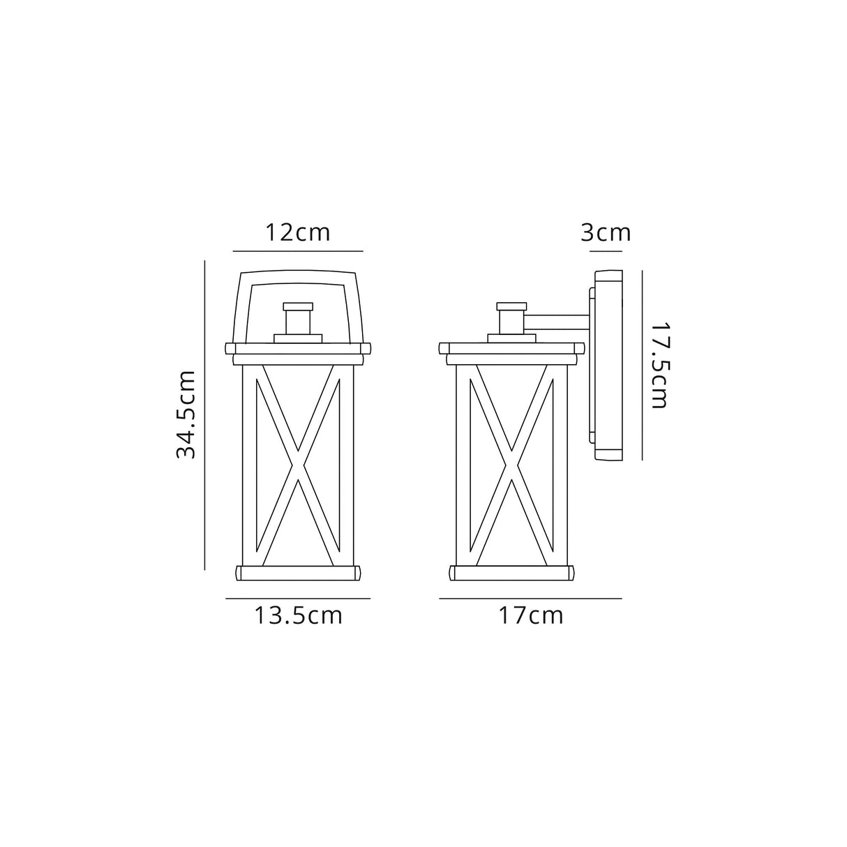 Coton Down Criss Cross Wall Lamp, 1 x E27, IP54, Anthracite/Clear Glass, 2yrs Warranty