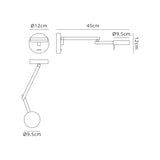 Carney Switched Adjustable Swing Arm Wall Lamp / Reader, 1 x 8W LED, 3000K, Antique Brass, 3yrs Warranty