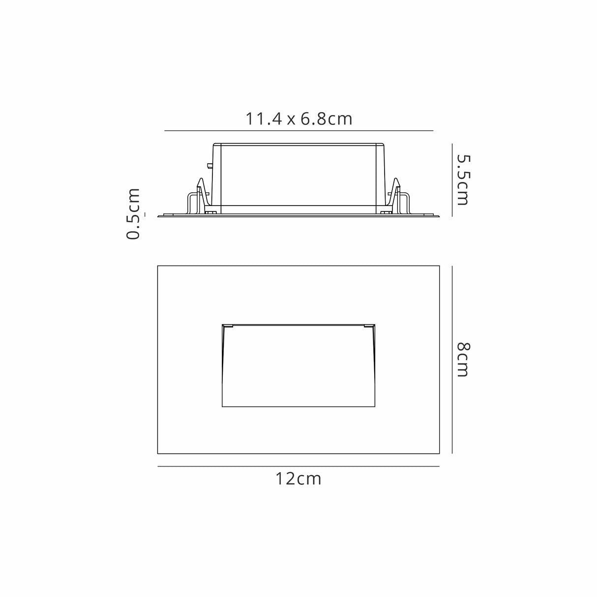 Kerr Recessed Rectangle Glass Fronted Wall Lamp, 1 x 3.3W LED, 3000K, 145lm, IP65, Black, 3yrs Warranty