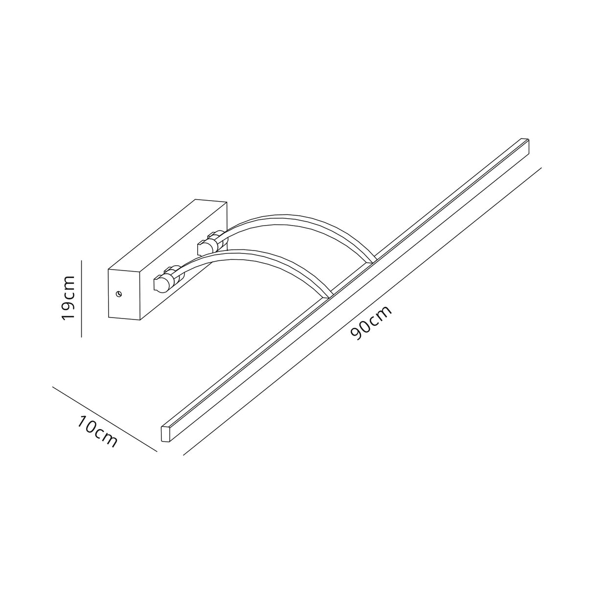 Sohna Large 2 Arm Wall Lamp/Picture Light, 1 x 16W LED, 3000K, 1200lm, Satin Nickel, 3yrs Warranty