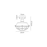 Lemon Semi Flush Ceiling, 1 Light E27, IP65, Matt Black/Antique Brass, 2yrs Warranty