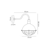 Hegan Wall Lamp, 1 Light E27, IP65, Matt Black/Grey, 2yrs Warranty