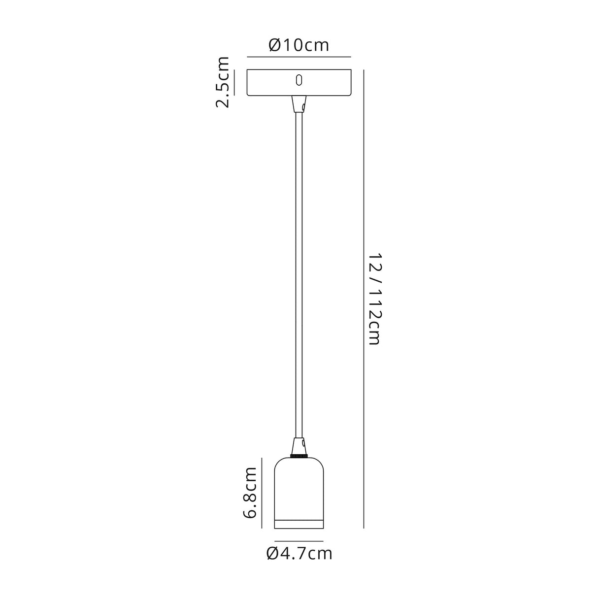 Robson 1m Suspension Kit 1 Light Gilt Bronze/Black Braided Cable, E27 Max 60W, c/w Ceiling Bracket & Deeper Shade Ring