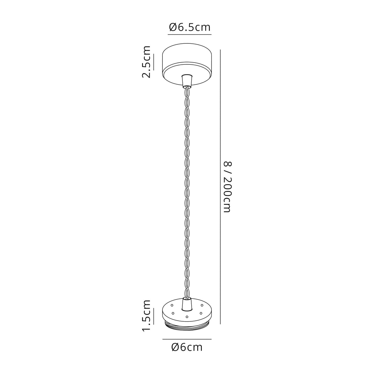 Tueart Pendant Light Kit 2m, 1 x GU10, Sand White