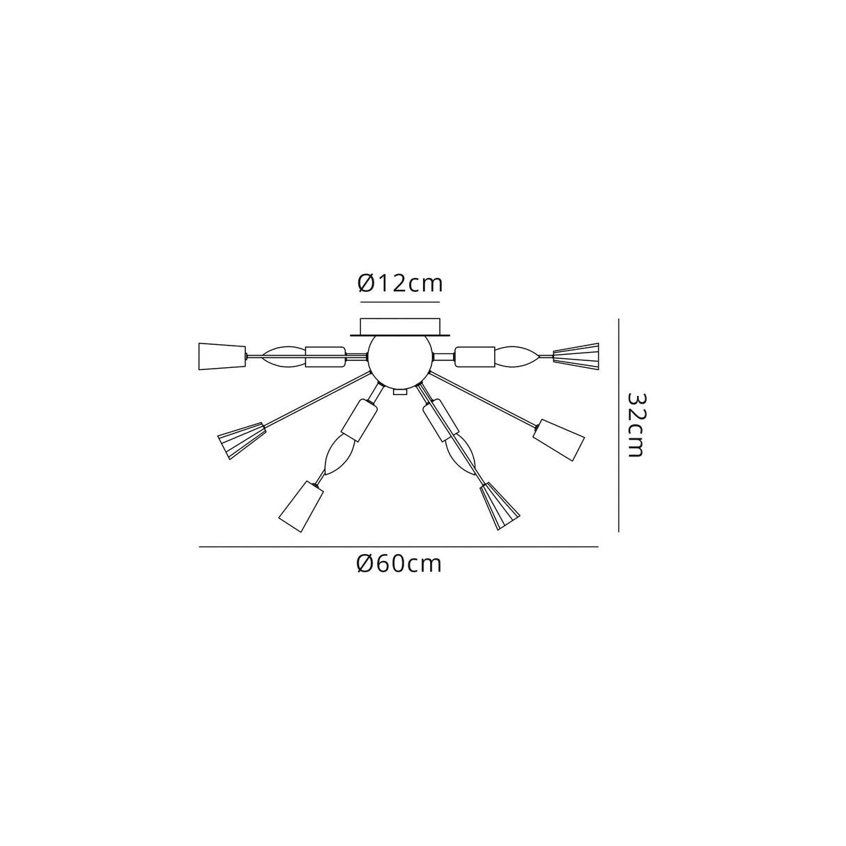Rogan Ceiling Sputnik , 6 Light E14, Polished Nickel/Crystal