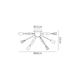 Rogan Ceiling Sputnik , 6 Light E14, Polished Nickel/Crystal