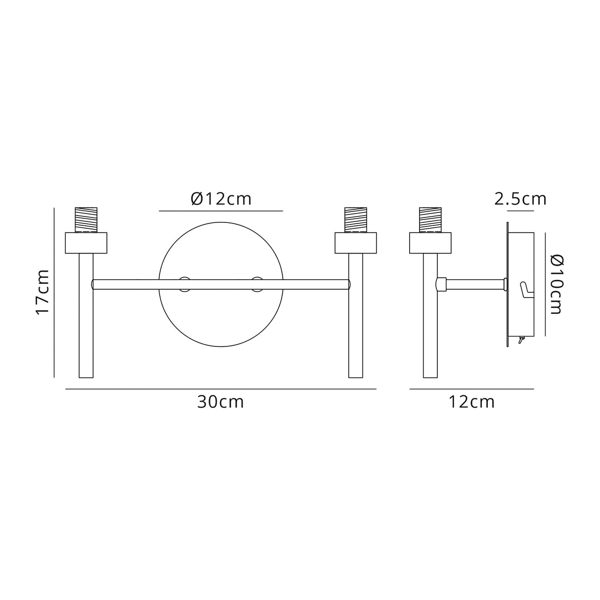 Lathen Polished Chrome 2 Light G9 Universal Switched Wall Lamp, Suitable For A Vast Selection Of Glass Shades