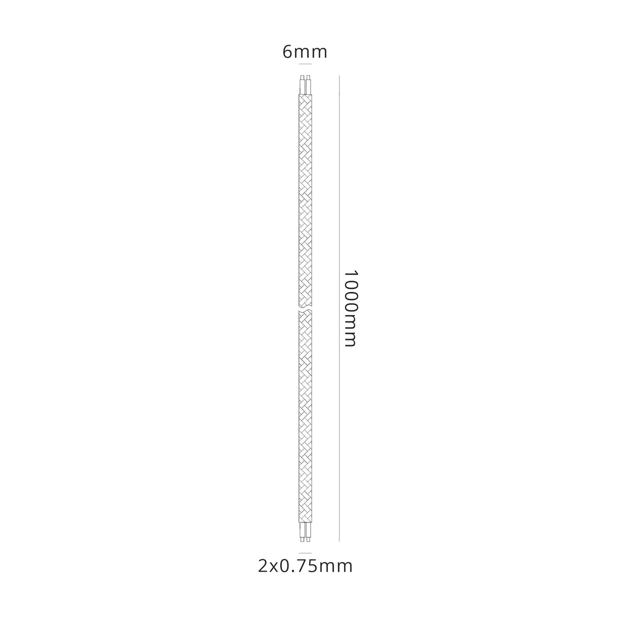 Robson 1m Light Green Braided Twisted 2 Core 0.75mm Cable VDE Approved (qty ordered will be supplied as one continuous length)
