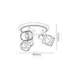 Ritchie 3 Light Round Spotlight E14, Matt Grey/Polished Chrome/Cognac