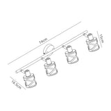 Ritchie 4 Linear Bar Light Spotlight E14, Matt Grey/Polished Chrome/Cognac