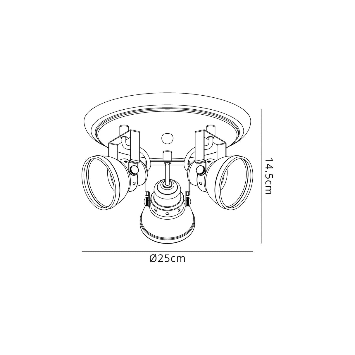 Walker Adjustable Round Spotlight, 3 x GU10 (Max 10W LED), Matt Grey/Polished Chrome