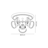 Walker Adjustable Round Spotlight, 3 x GU10 (Max 10W LED), Matt Grey/Polished Chrome