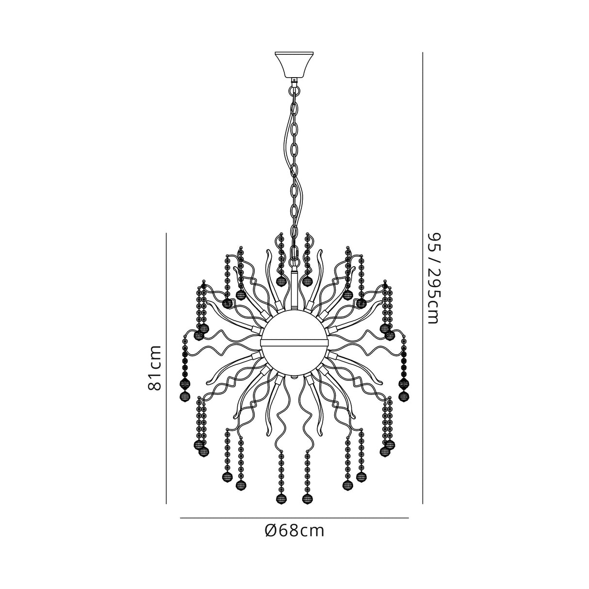 Irons Dimmable Pendant, 24 x 1.7W LED, 3000K, 3150lm, Polished Chrome, 3yrs Warranty