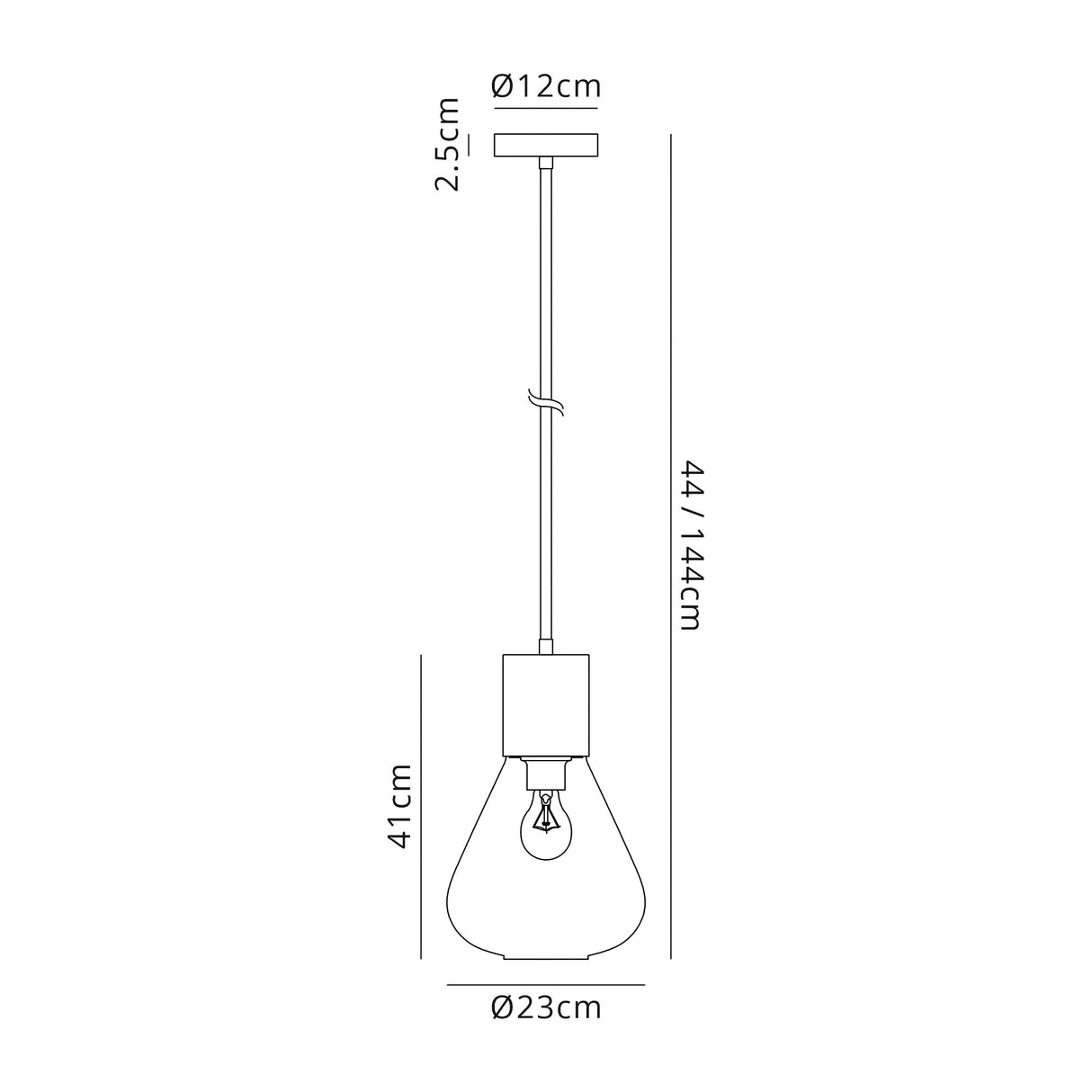 Rowell Narrow Pendant, 1 x E27, Aged Brass/Clear Glass
