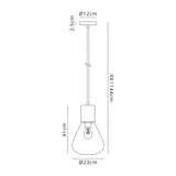 Rowell Narrow Pendant, 1 x E27, Aged Brass/Clear Glass