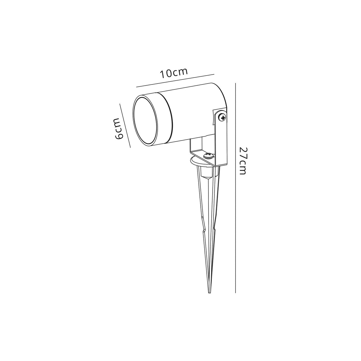 Dunn Spike/Wall Light, 1 x GU10 , IP65, Black, c/w 2m Cable, 2yrs Warranty