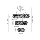 Byrne 3 Tier Pendant 74 Light G9 French Gold/Crystal, Item Weight: 37.6kg