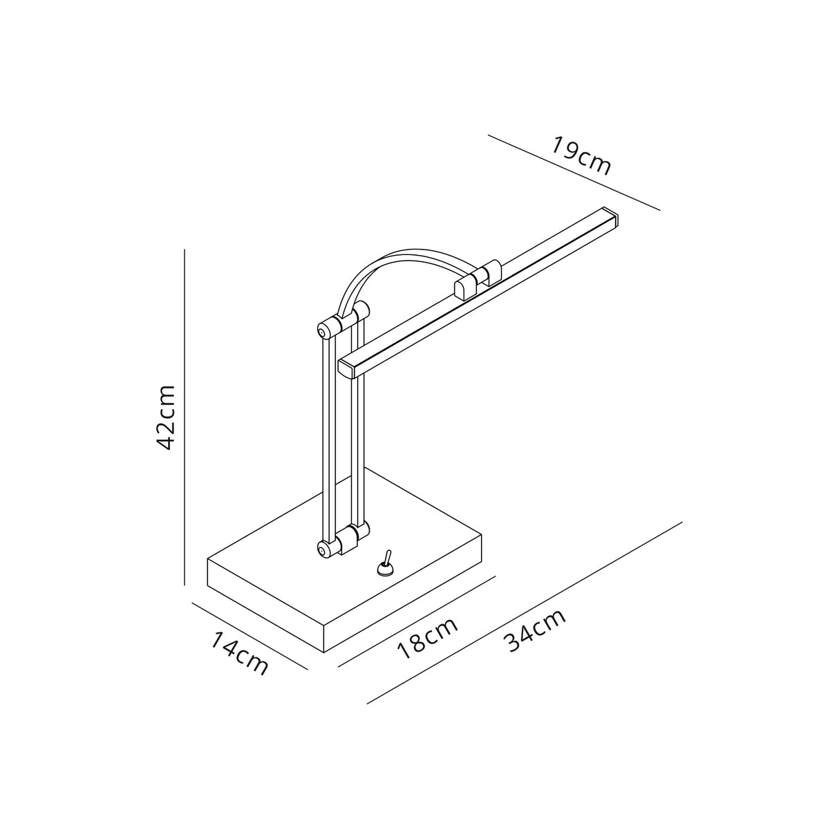 Sohna 1 Arm Table Lamp. 1 x 6W LED, 3000K, 470lm, Satin Nickel, 3yrs Warranty