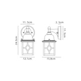 Stuckey Down Square Criss Cross Wall Lamp, 1 x E27, IP44, Sand Black/Clear Seeded Glass, 2yrs Warranty