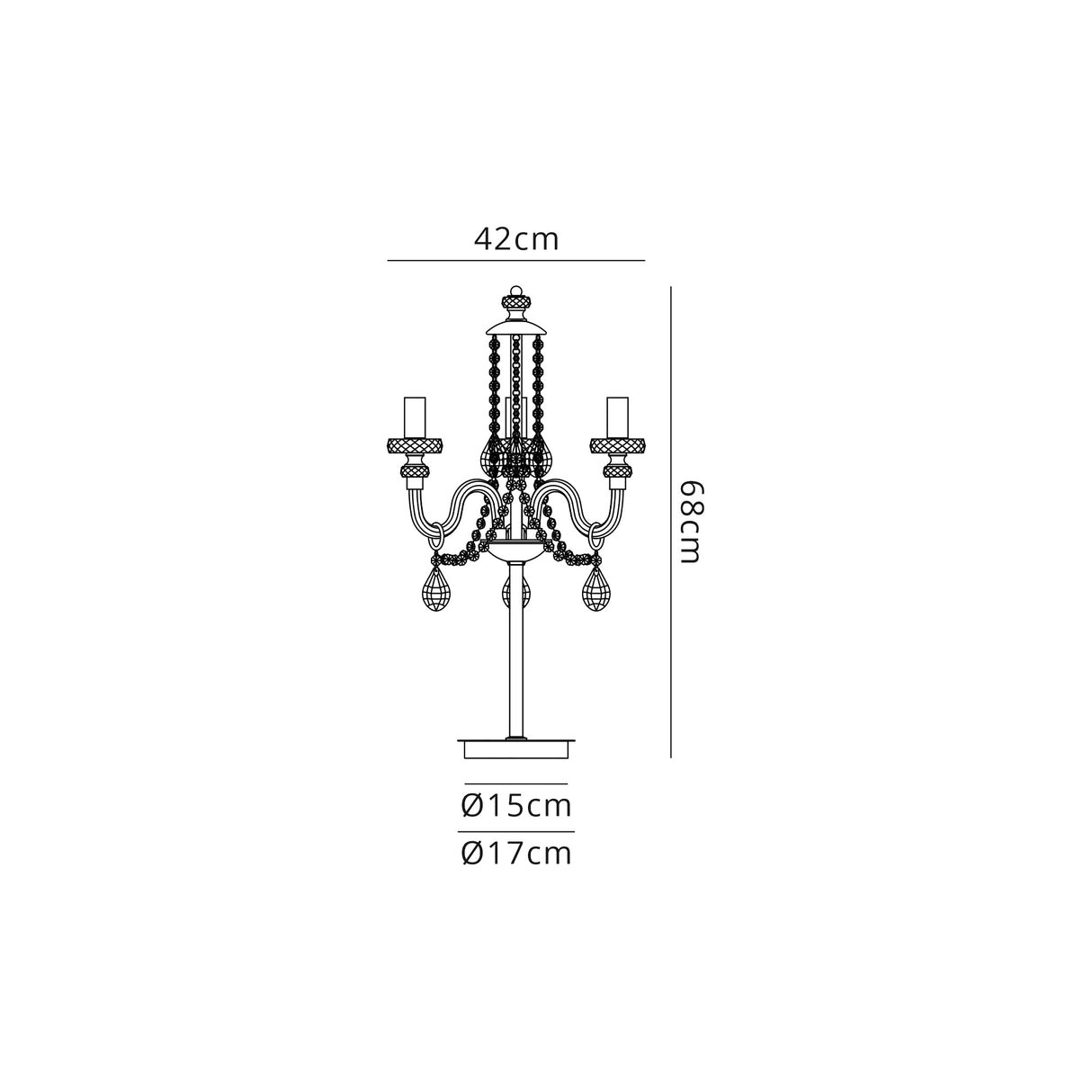 Hawley Table Lamp, 3 Light E14, Polished Chrome/Clear Glass/Crystal, (ITEM REQUIRES CONSTRUCTION/CONNECTION)