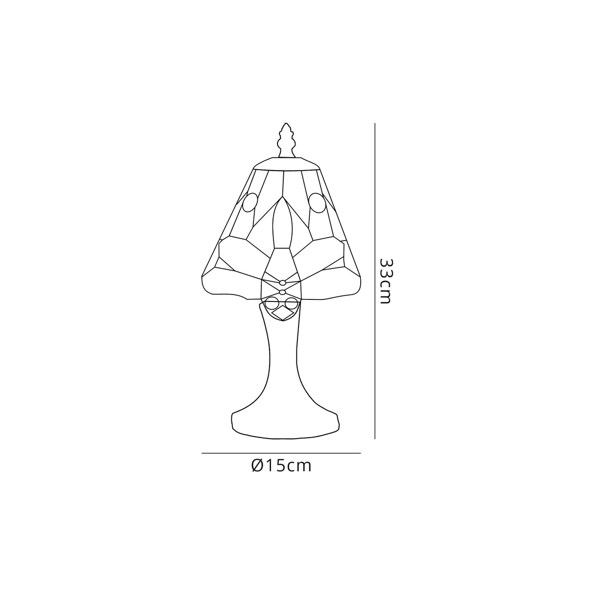 Hinnigan Tiffany Table Lamp, 1 x E14, Black/Gold, Purple/Pink/Crystal Shade