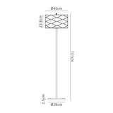 Hinnegan Floor Lamp 3 Light E14 Aged Gold / Cream Fabric Shade