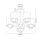 Chisholm Semi Flush Light, 5 x E27, Black/Smoke Fade Glass