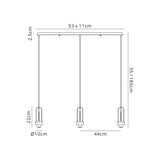 Allardyce Linear Suspension Kit, 3 x E27, Aged Pewter/Matt Black