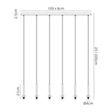 Lathen French Gold 6 Light G9 Universal 2m Linear Pendant, Suitable For A Vast Selection Of Glass Shades