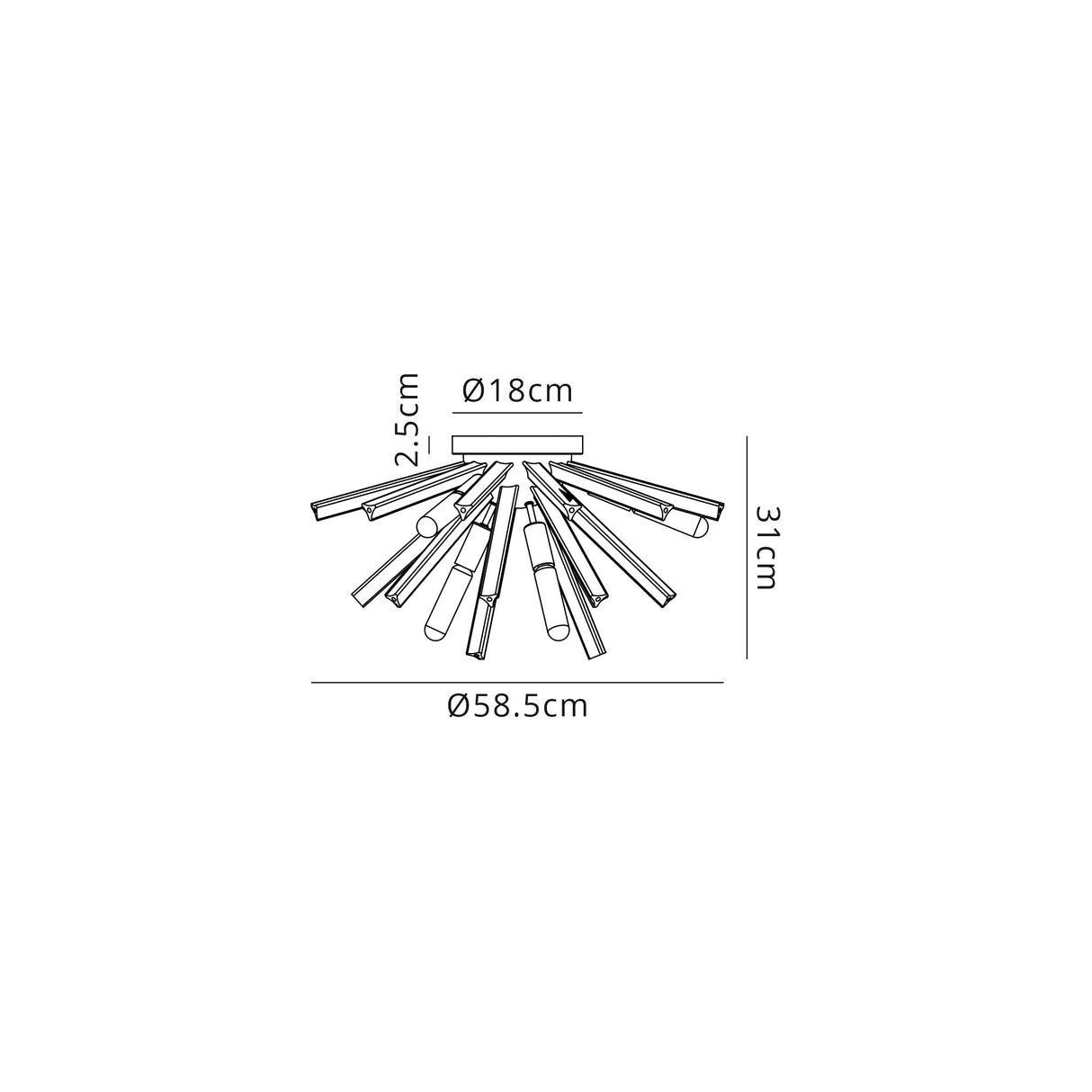 Harris 6 Light E14, Semi Flush Brown Oxide / Clear Glass
