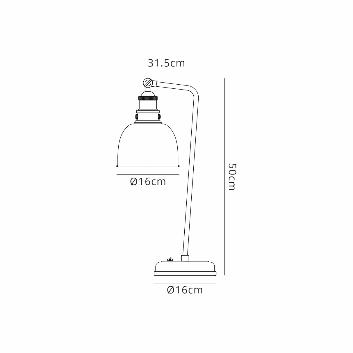 Entwistle Adjustable Table Lamp, 1 x E27, Satin Nickel / Antique Brass / Gold