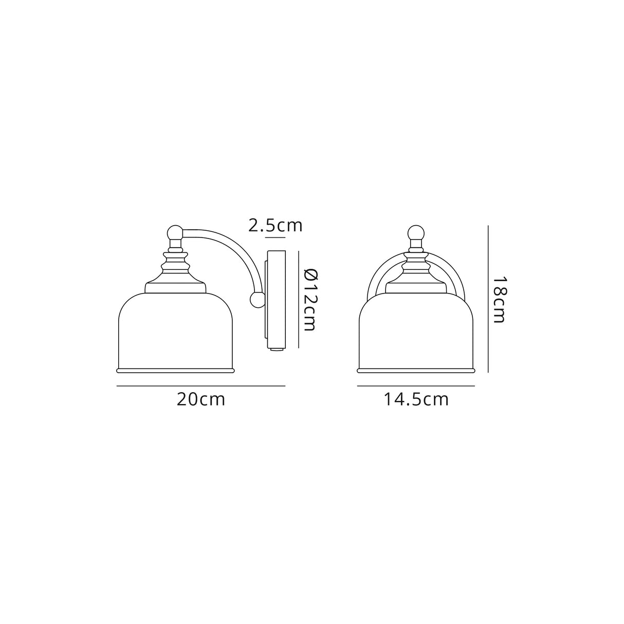 Gray Switched Wall Lamp 1 Light E27 Antique Brass / Prismatic Glass