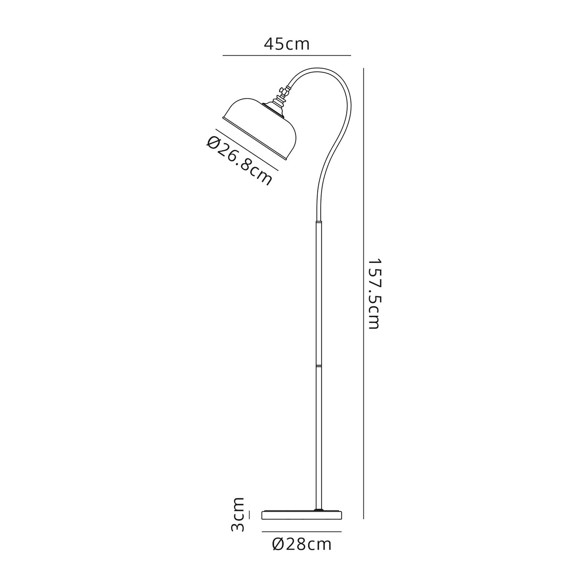 Gray Floor Lamp 1 Light E27 Antique Brass / Prismatic Glass