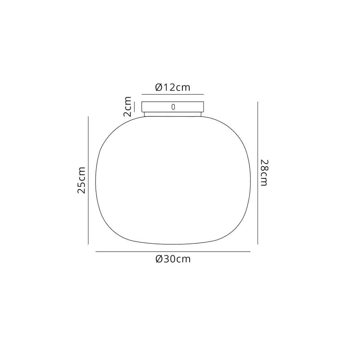 Cunnington Medium Oval Ball Flush Fitting 1 Light E27 Matt Black Base With Frosted White Glass Globe