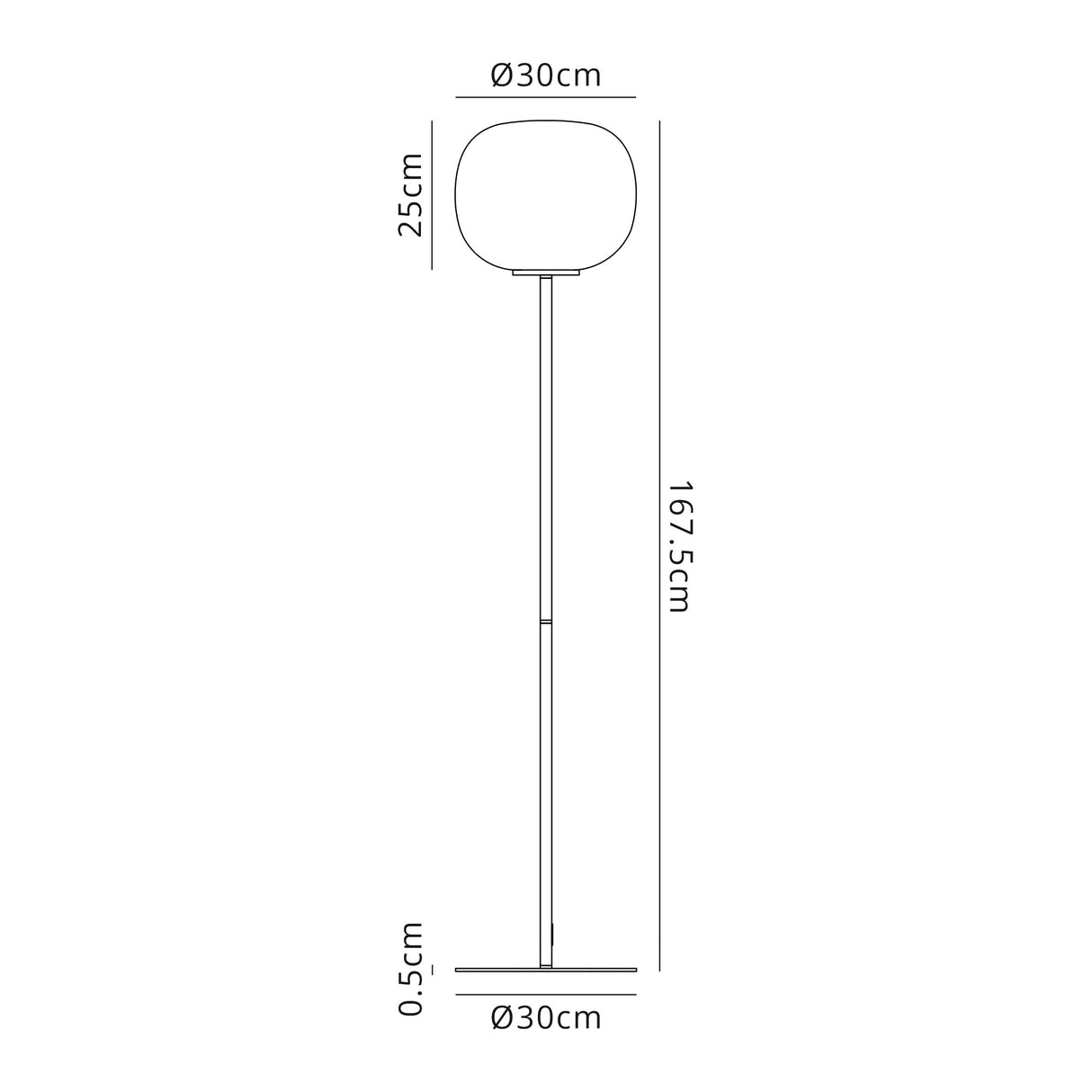 Cunnington Medium Oval Ball Floor Lamp 1 Light E27 Matt Black Base With Frosted White Glass Globe