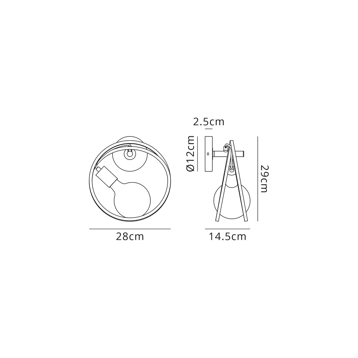 Kay Double Ring Wall Lamp, 1 Light E27, Matt Black / Painted Gold, G95/120 Lamp Recommended