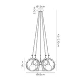 Kay Double Ring Multi Pendant, 5 Light E27, Matt Black / Painted Gold, G95/120 Lamp Recommended