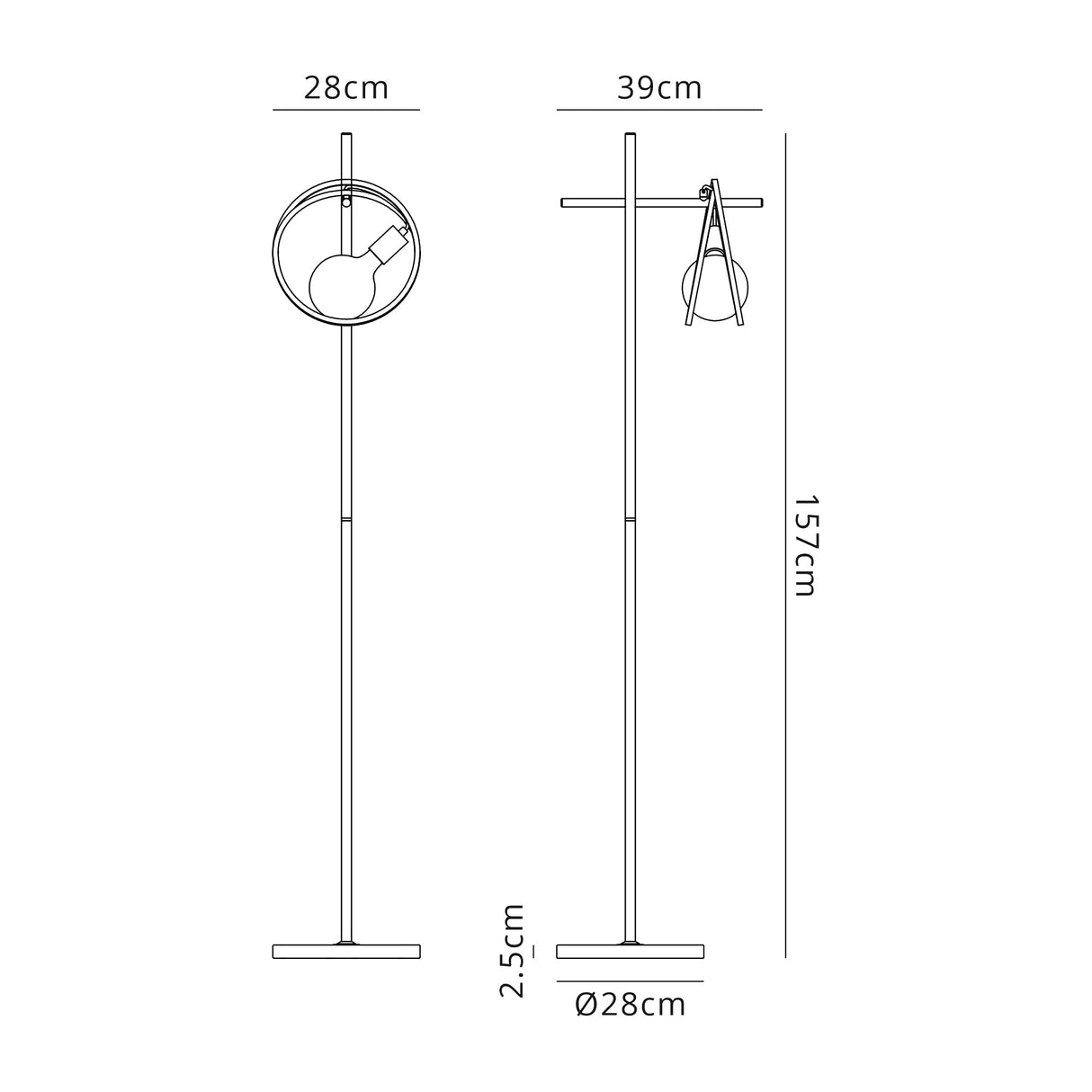 Kay Double Ring Floor Lamp, 1 Light E27, Matt Black / Painted Gold, G95/120 Lamp Recommended
